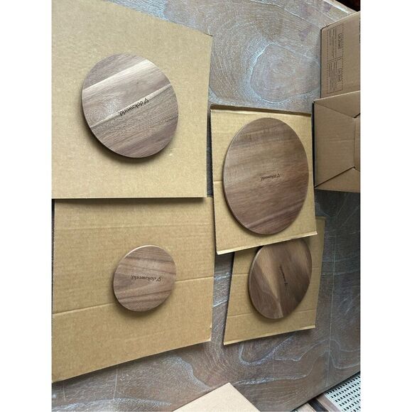 NEW Glass Mixing Bowls Acacia Lids - (Bowls Not Included) - Picture 3 of 7